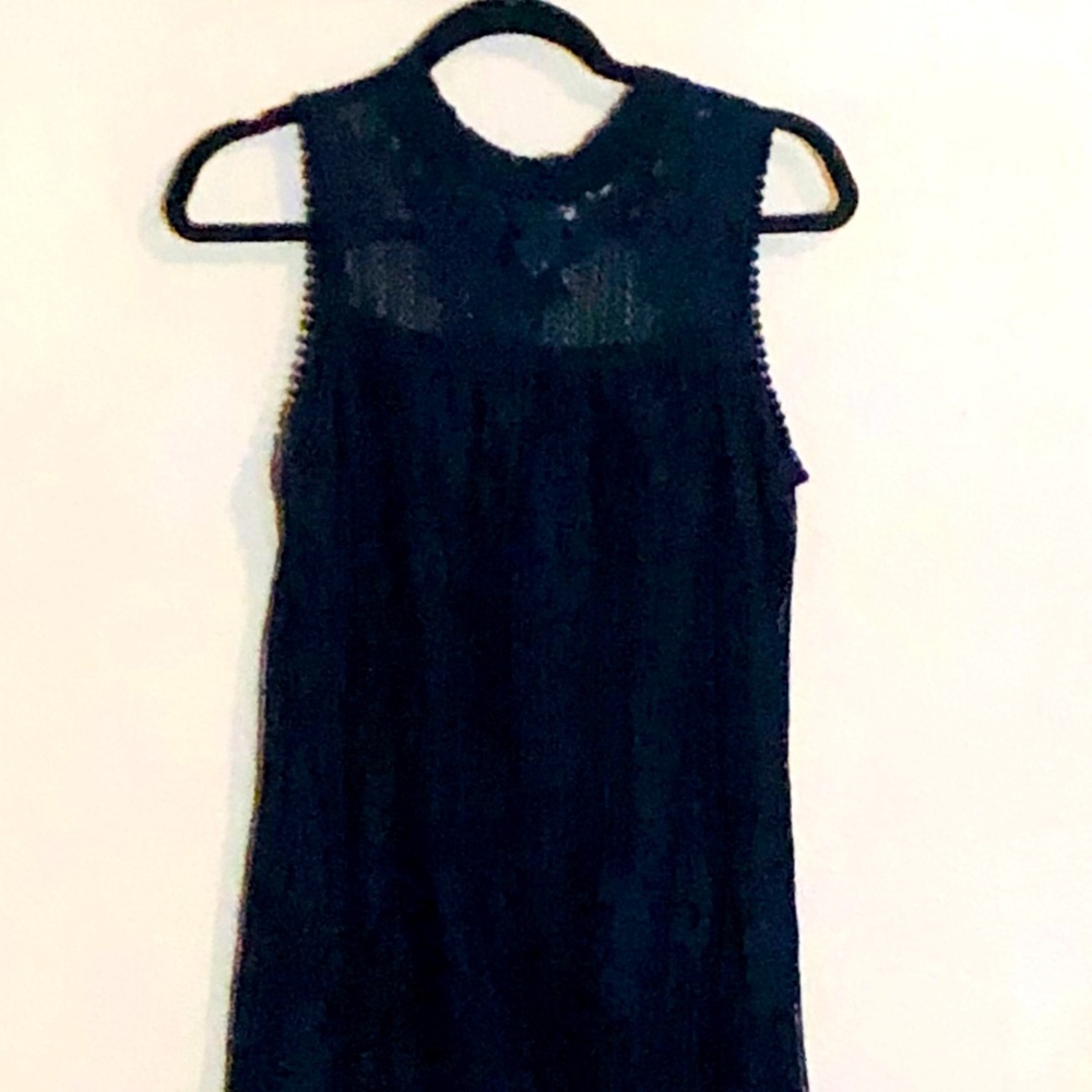 Just below the knee navy blue sleeveless dress
